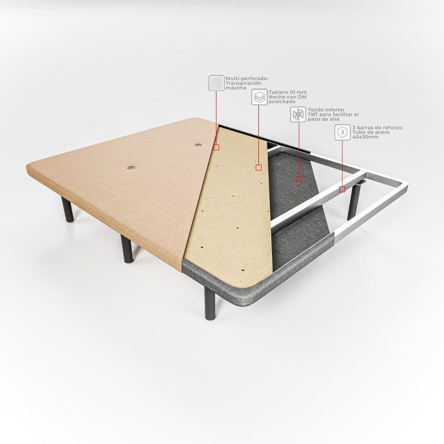 Pack Base tapizada con cabecero Negro