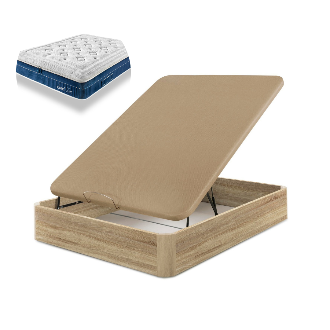 Pack Canapé en Bois + Matelas à ressorts Paris + Cadeau Oreiller | BLANC