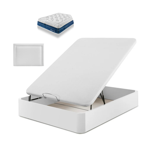 Pack Leatherette Canapé and Spring Mattress Paris | WHITE