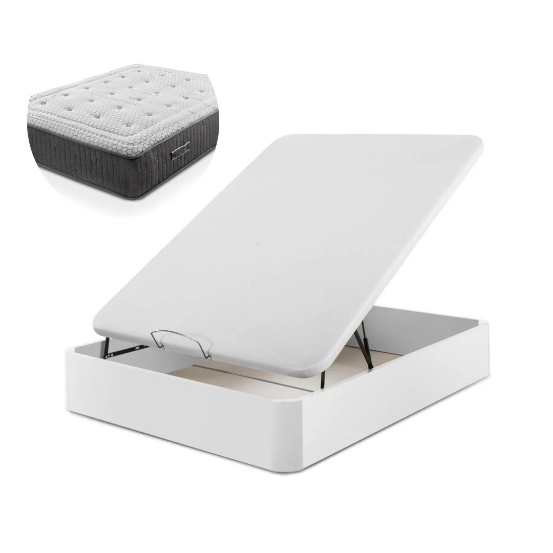 Pack Canapé en Bois + Matelas à ressorts Paris + Cadeau Oreiller | BLANC