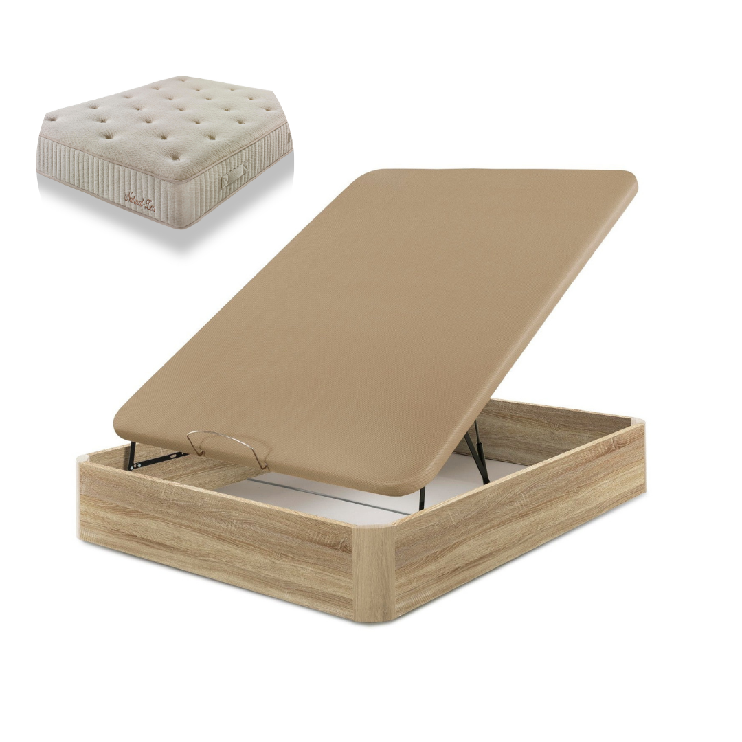 Pack Canapé en Bois + Matelas à ressorts Paris + Cadeau Oreiller | BLANC