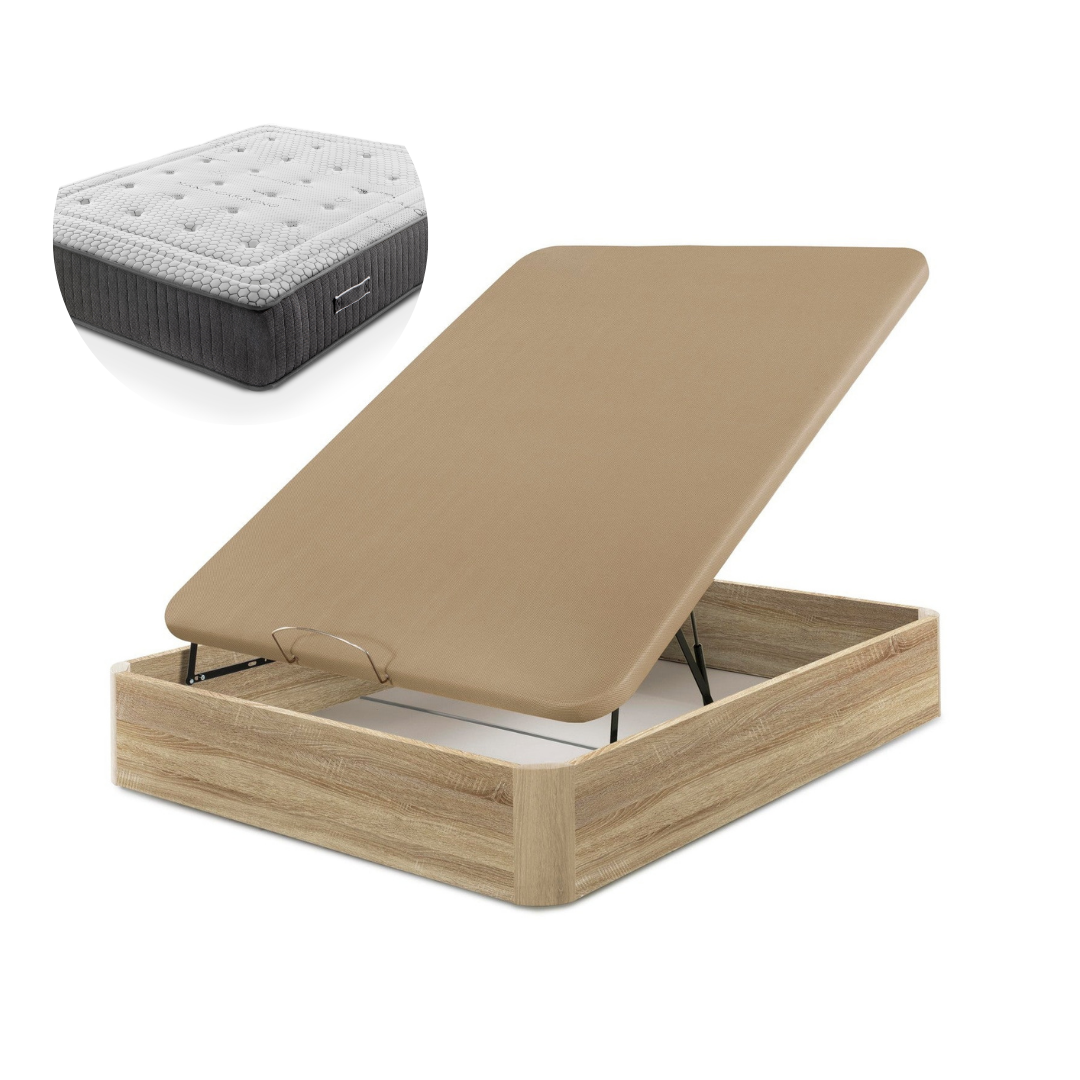 Pack Canapé en Bois + Matelas à ressorts Paris + Cadeau Oreiller | BLANC