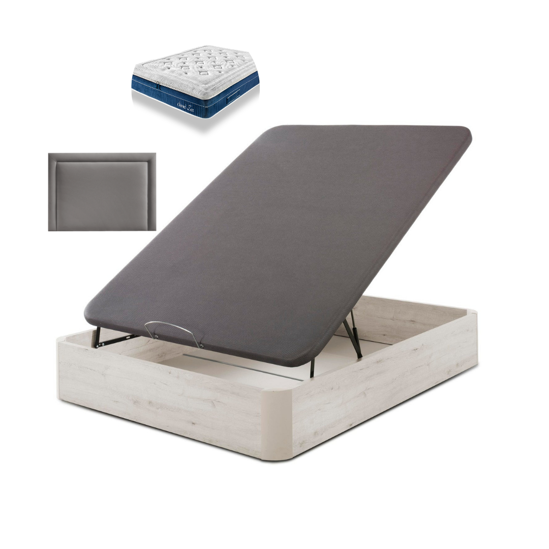 Pack Leatherette Canapé and Spring Mattress Paris | WHITE