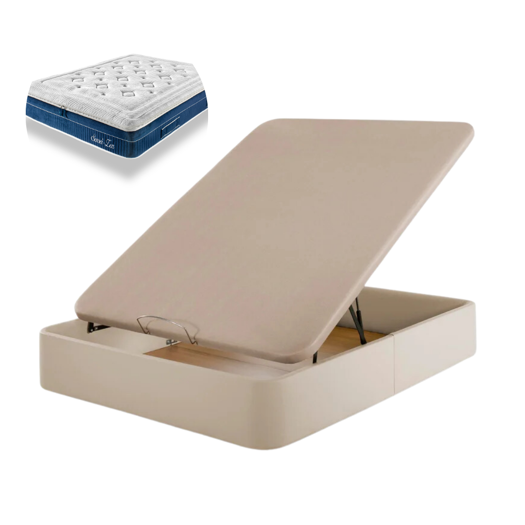 Pack Leatherette Canapé and Spring Mattress Paris | WHITE