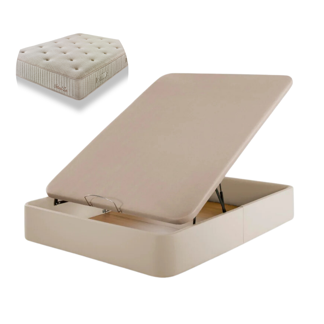 Pack Leatherette Canapé and Spring Mattress Paris | WHITE