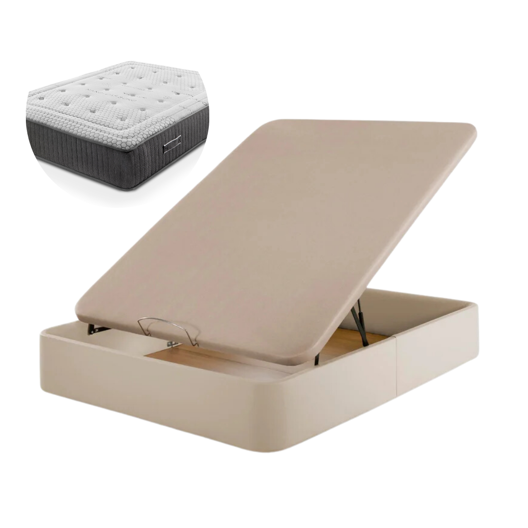 Pack Leatherette Canapé and Spring Mattress Paris | WHITE