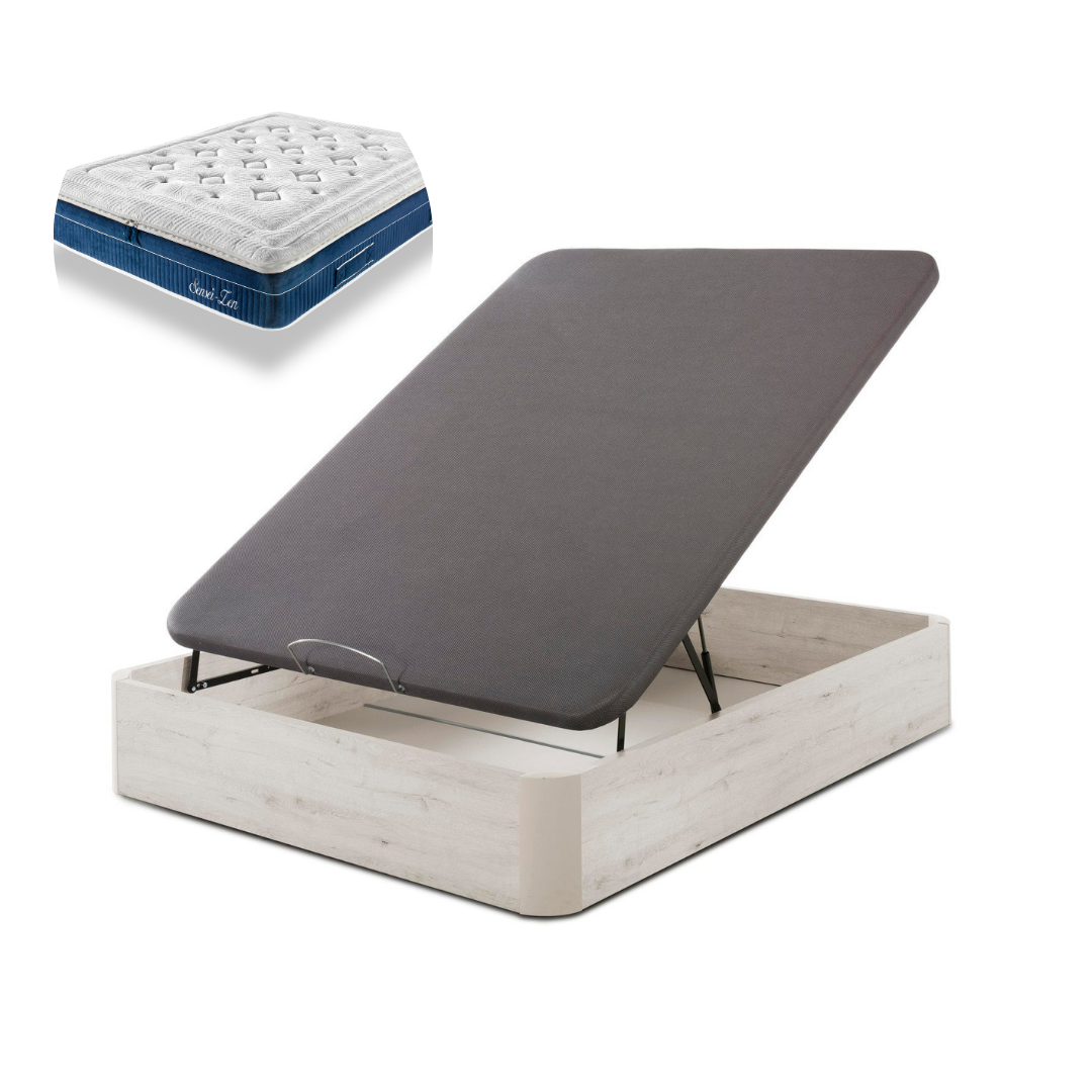 Pack Canapé en Bois + Matelas à ressorts Paris + Cadeau Oreiller | BLANC