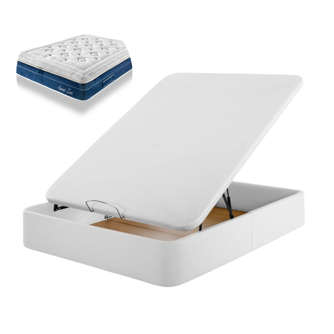 Pack Leatherette Canapé and Spring Mattress Paris | WHITE