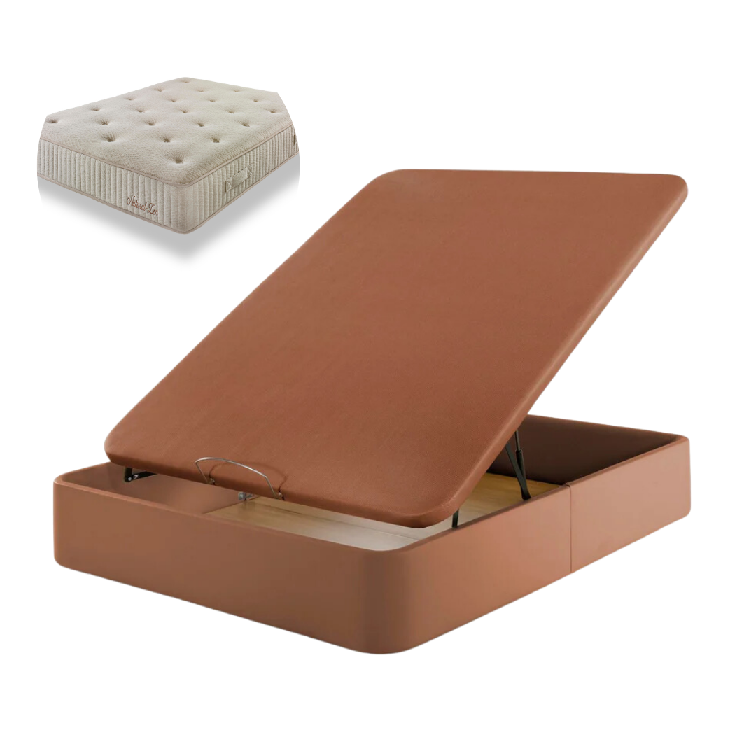 Pack Leatherette Canapé and Spring Mattress Paris | WHITE