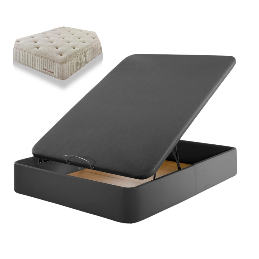 Pack Leatherette Canapé and Spring Mattress Paris | WHITE