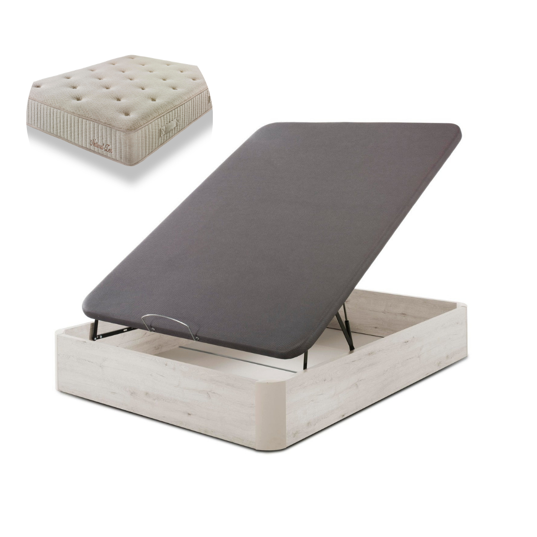 Pack Canapé en Bois + Matelas à ressorts Paris + Cadeau Oreiller | BLANC