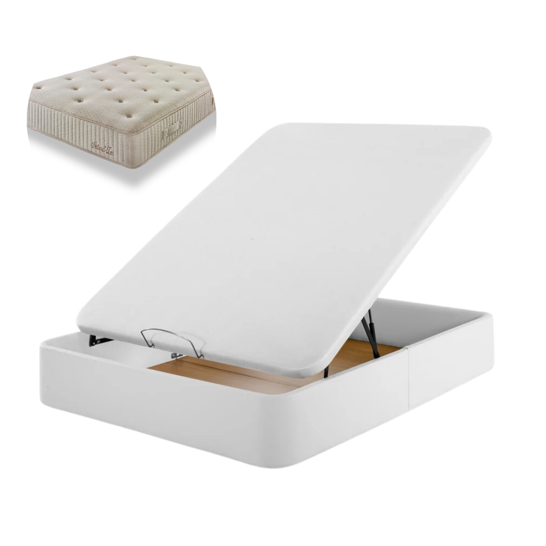 Pack Leatherette Canapé and Spring Mattress Paris | WHITE