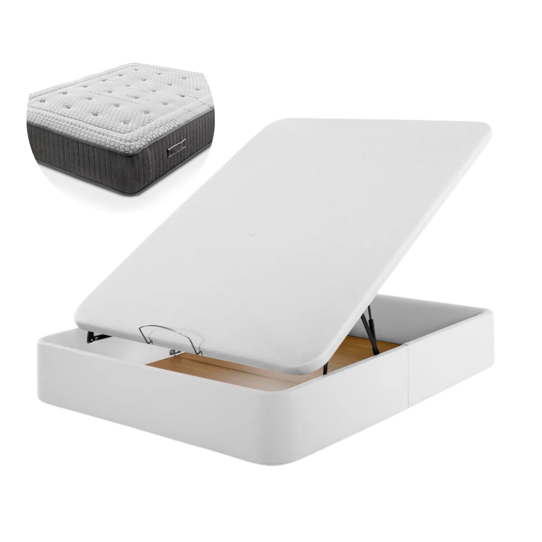 Pack Leatherette Canapé and Spring Mattress Paris | WHITE